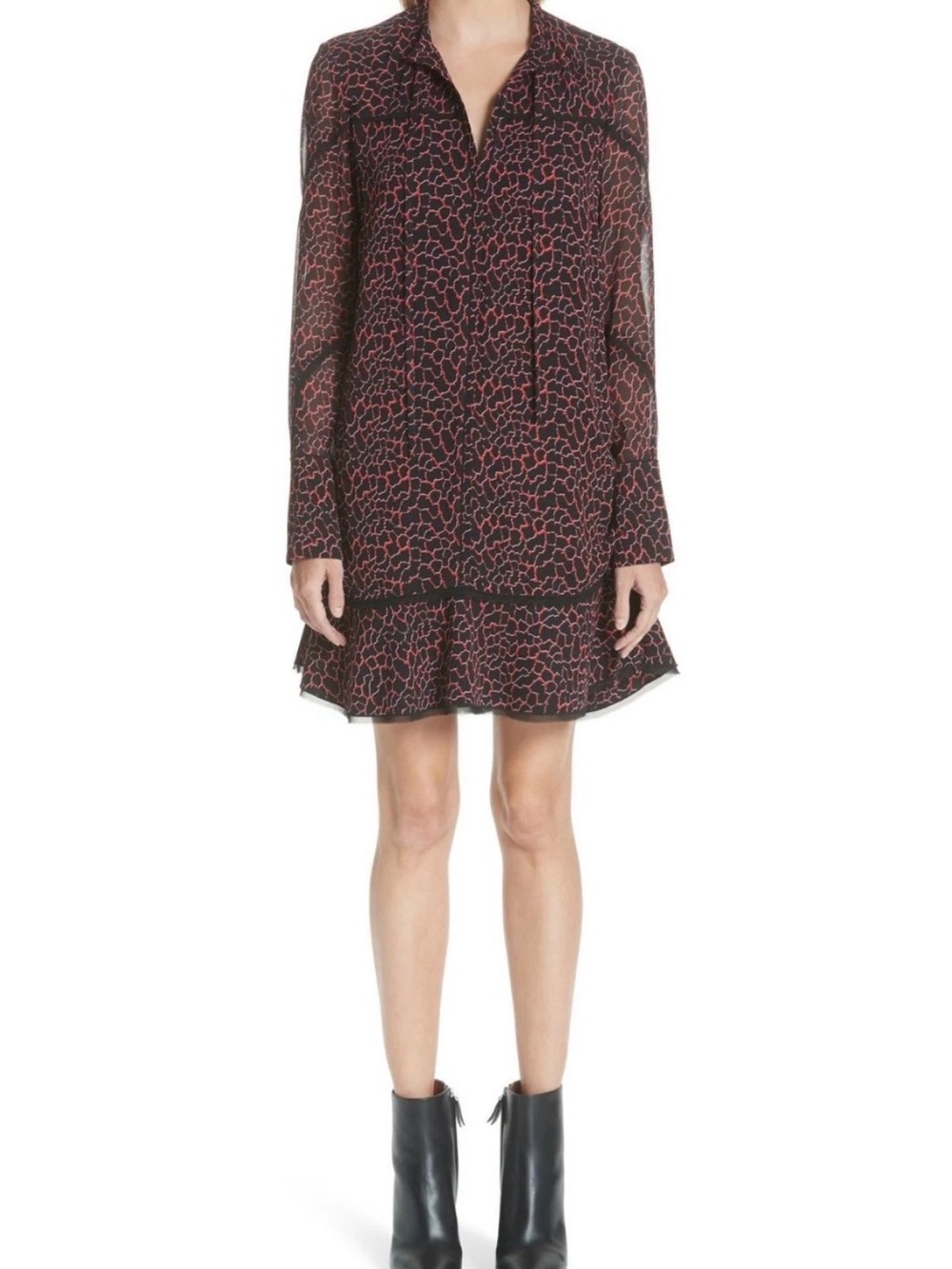 Proenza Schouler Silk Crepe Chiffon Mini Dress - Cracked Pattern - Fall 2014
